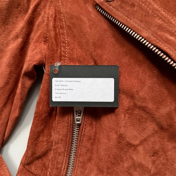 BlankNYC Real Suede Moto Biker Jacket Womens Rust Brown Cropped Belted Small - Picture 6 of 8